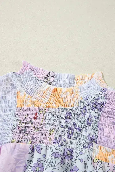 'Calla' Frill Bloom Printed Mini Dress - Celes Fashion
